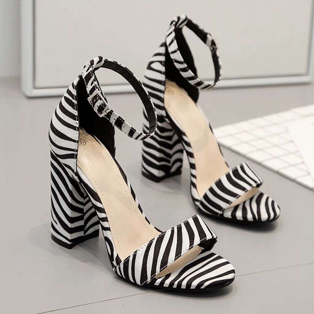 zebra open toe heels