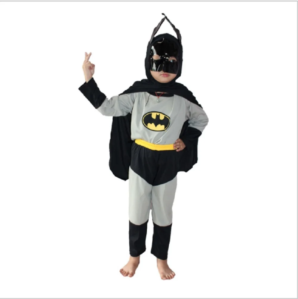 Мальчик Костюм с Бэтменом костюм на Хэллоуин для детей ролевые вечерние Косплэй аниме disfrace canaval с длинным рукавом Костюмы для 3-7 лет