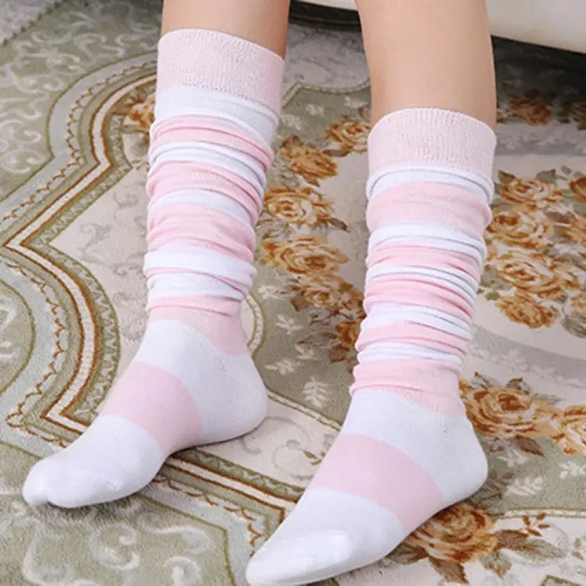 Новейшая модель; Зимние гетры выше колена для женщин и девочек; Мягкие хлопковые носки в полоску; теплые носки высокого качества; удобные носки;# W