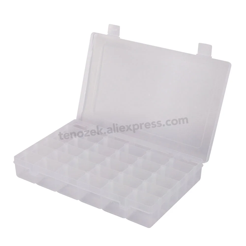 Life Essential 10/15/24/36 Compartment Storage Box Practical Adjustable Plastic Case for Bead Rings Jewelry Display Organizer