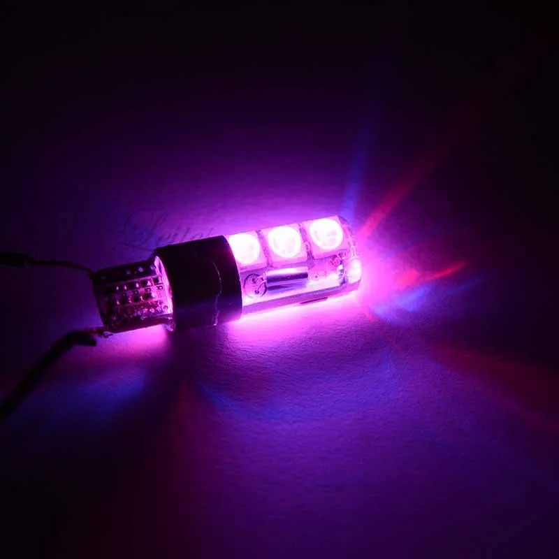 Leites 2pcs Super Led 5050 6SMD RGBW T10 W5W 168 194 LED Car Lights Reading Wedge Light Lamp Flash Strobe T10 Remote Control.05