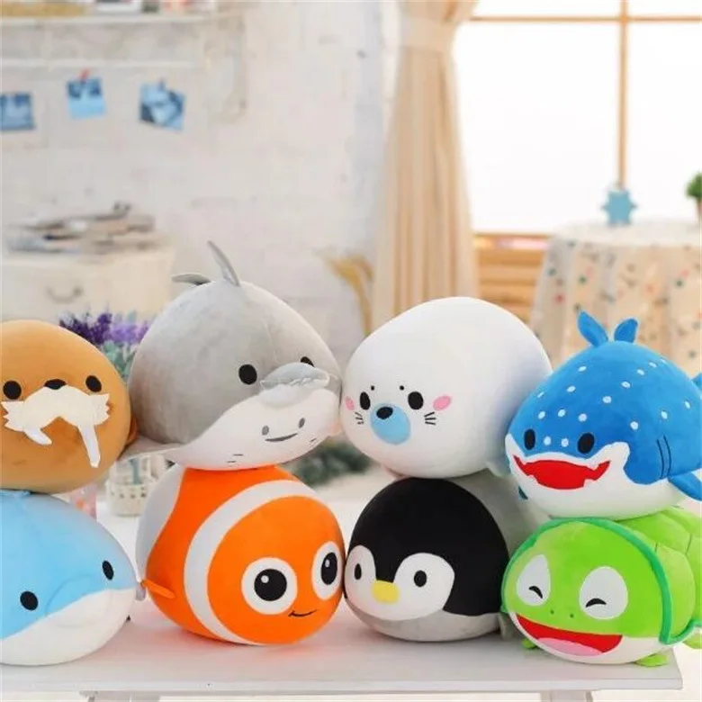 20CM Cute Dolphin Seals Walruses Killer Whales Whale Sharks Plush Toys Ocean Alliance Children Doll Dolls Foam Particles toys