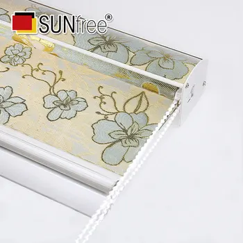 

Fashion Gold Silk Jacquard Zebra blinds matched color Top Cover High Quality roller blinds with Flowers Made to Measure