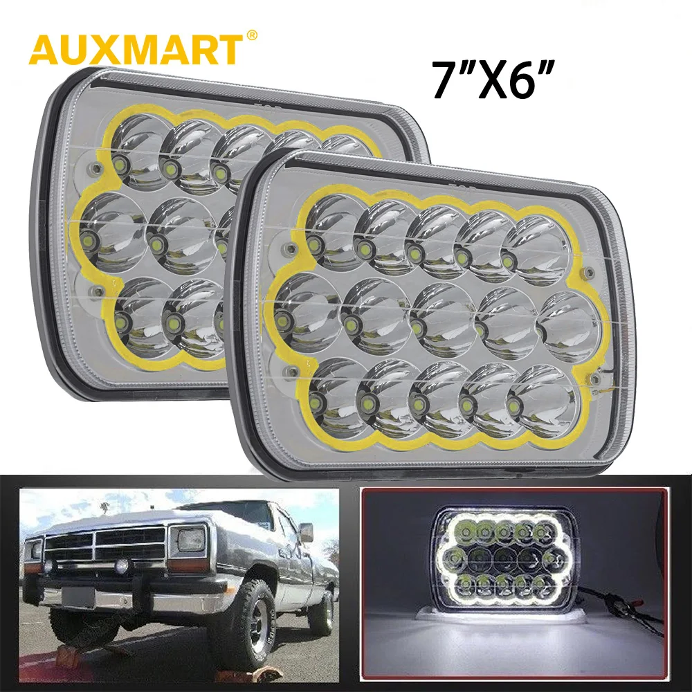 Auxmart 75 Вт светодиодная фара герметичная 7x6 &quotквадратная универсальная для Toyota Jeep