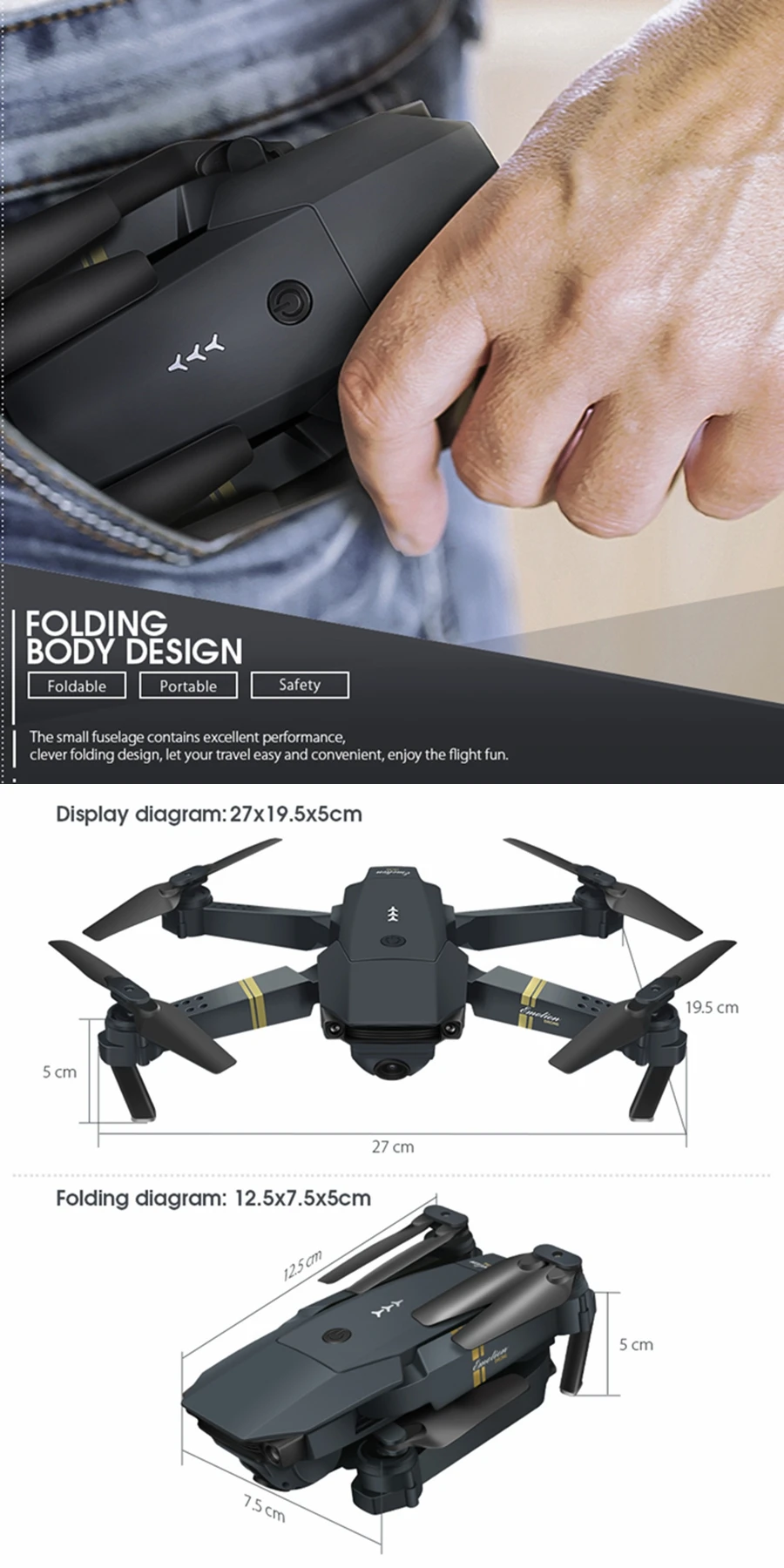 espera braço dobrável rc quadcopter zangão x pro rtf dron para o presente