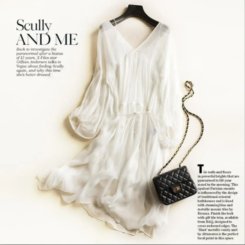 white silk dress beach