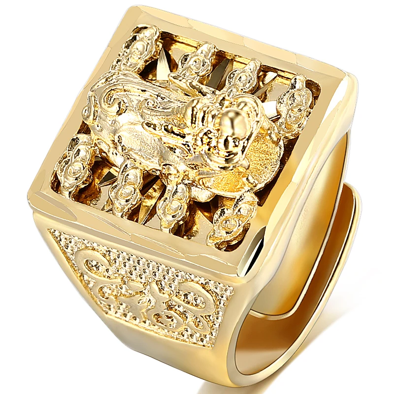 

Brave TroopsPunk Ring Men Resizeable Lucky Jewelry Wholesale Gold Color Ring
