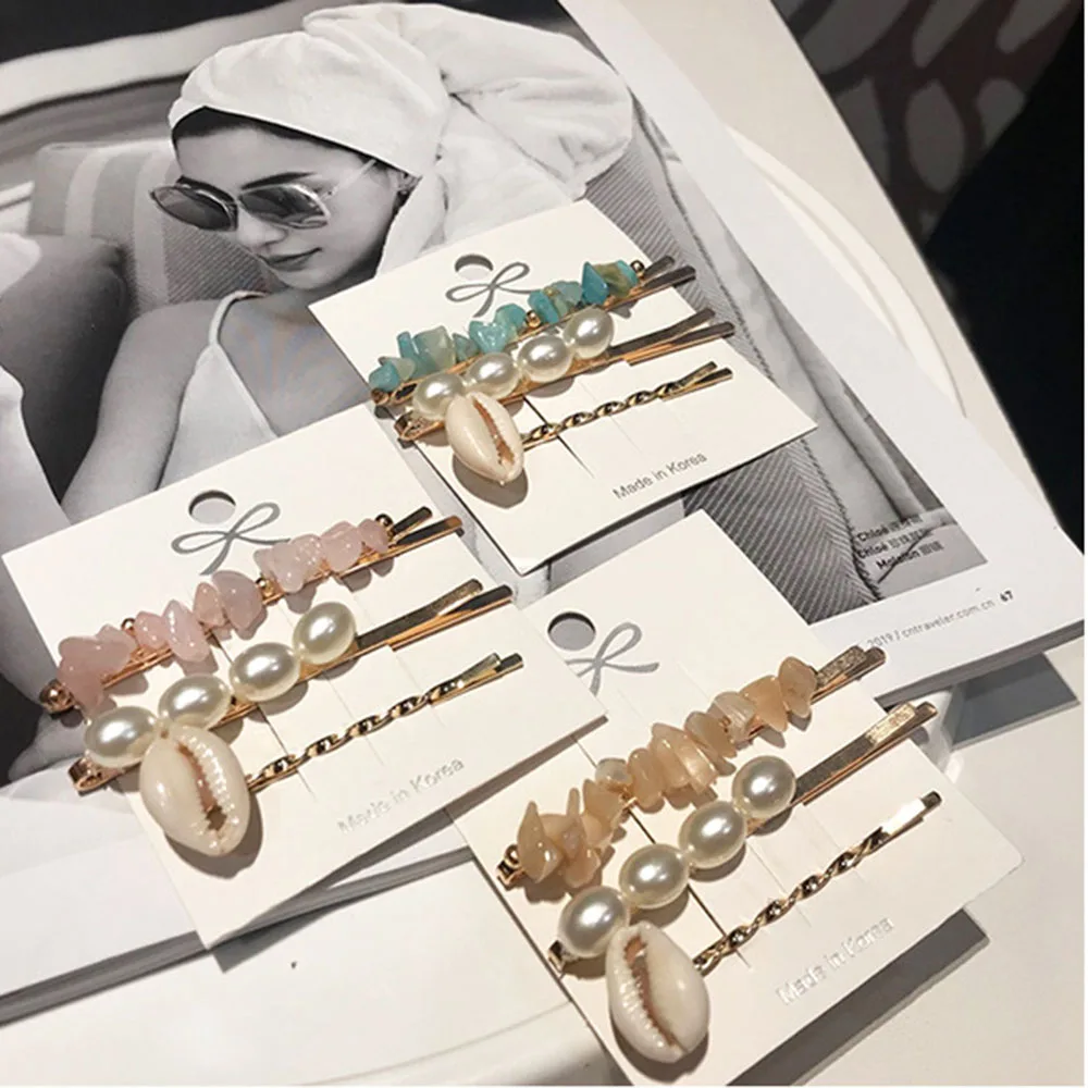 

New Imitation Pearls Shell Stone Starfish Hair Clip Hair Grip Barrettes Hairpin Hair Accessories For Women Girl