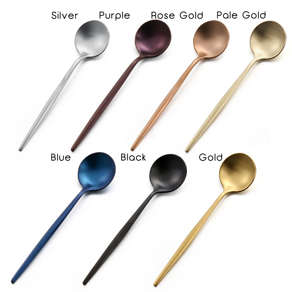 

7 Colors Kitchen Stainless Steel Mini Tea Coffee Spoon Small Stirring Scoop Drinking Dessert Spoon Flatware