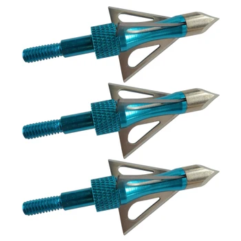 

3Pcs Chase Broadheads 100Grain Fixed 3 Sharp Blue Stainless Steel Blade for Compound Bow Hunting