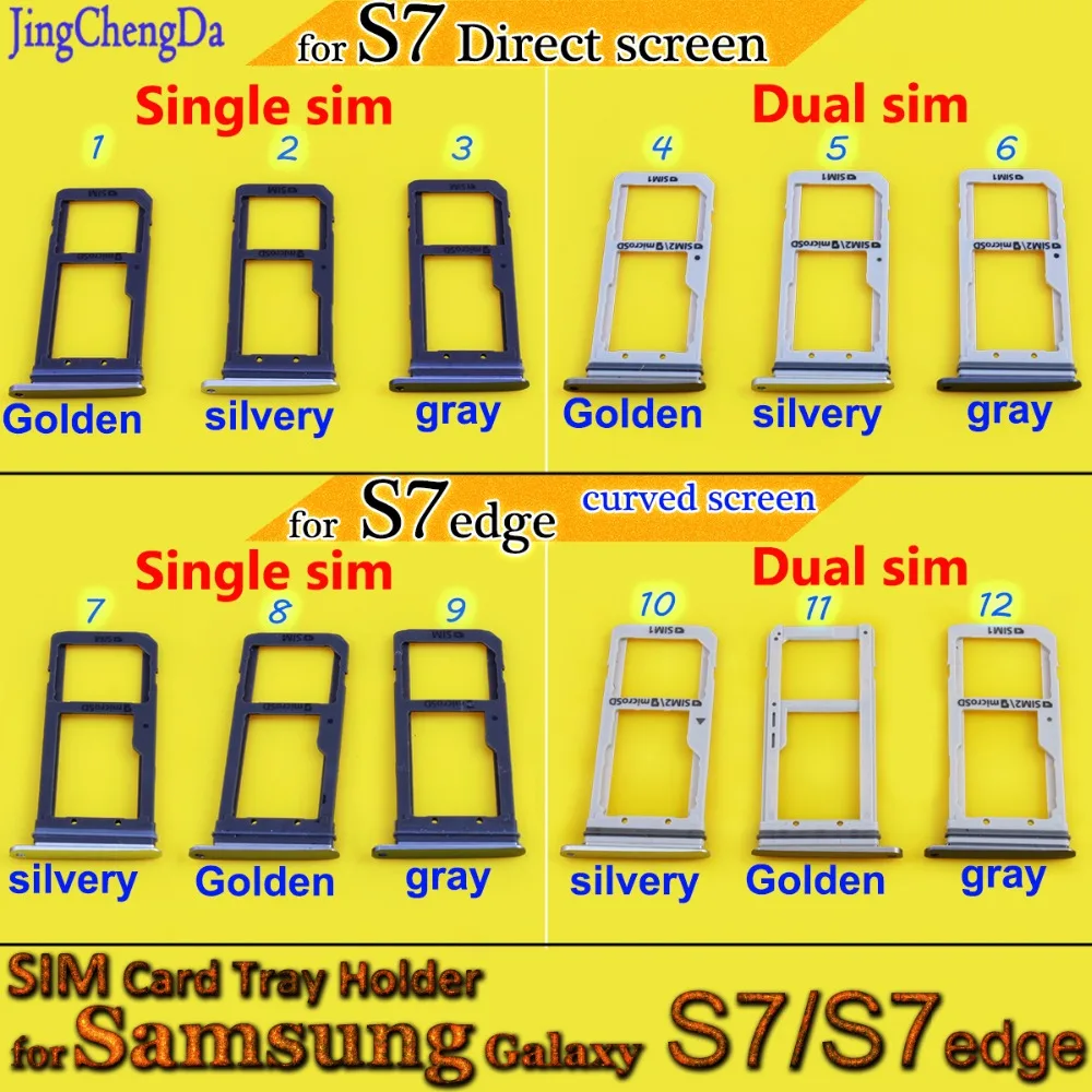 

JCD Single/Dual SIM Card Tray Slot Holder Direct screen/curved screen For Samsung Galaxy S7/S7 edge G935 G935F G935A