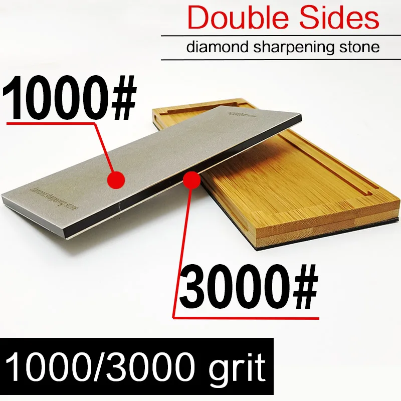 Двухсторонняя 80-3000 точилка для ножей с алмазным покрытием Профессиональная кухонная Заточка инструмента камни шлифования - Цвет: 1000 3000 grit