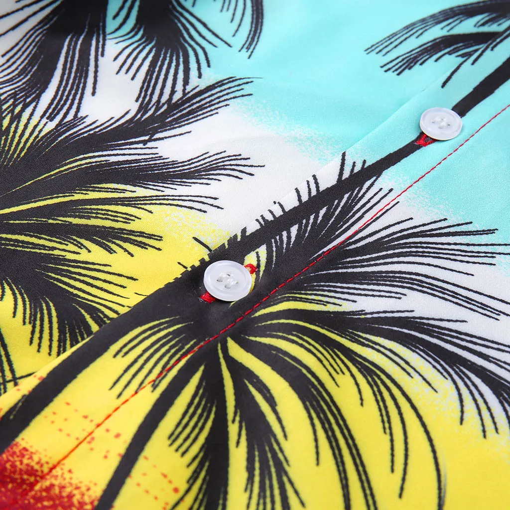 Повседневный свободный костюм Мужская гавайская рубашка с принтом топ полиэстер костюм воротник костюм пляжный короткий рукав