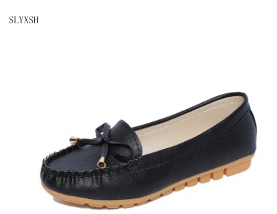 

SLYXSH Autumn and spring style Women Ballet Flats Round Toe Slip on Shoes Non-slip bean Flats Shoes pink Sandals Woman