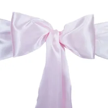 100 шт. атласная светло-розовый элегантный стул пояса лук обратно галстук Настольная дорожка для Свадебная вечеринка банкет Декор