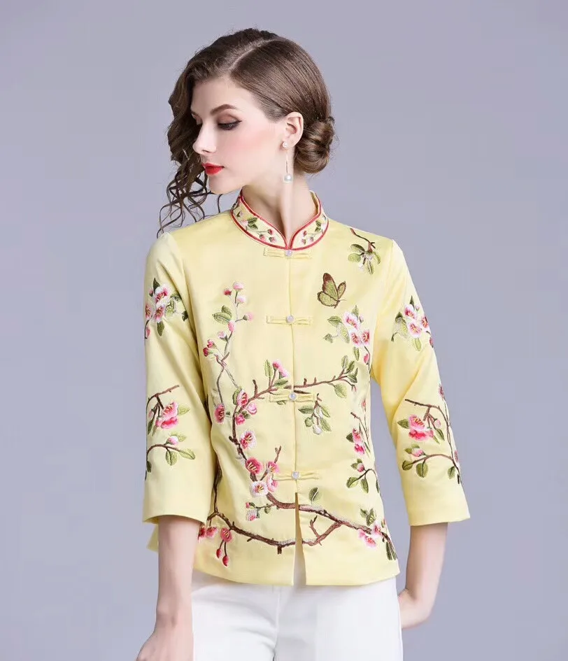 Chinese style embroidery Cheongsam jackets cardigan for women-in Tops ...