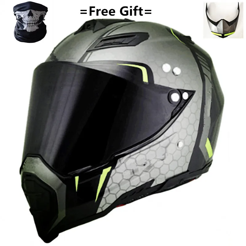 BYE New Motorcycle Helmet Men Full Face Helmet Moto Riding ABS Material Adventure Motocross Helmet Motorbike DOT Certification - Цвет: 22-dark