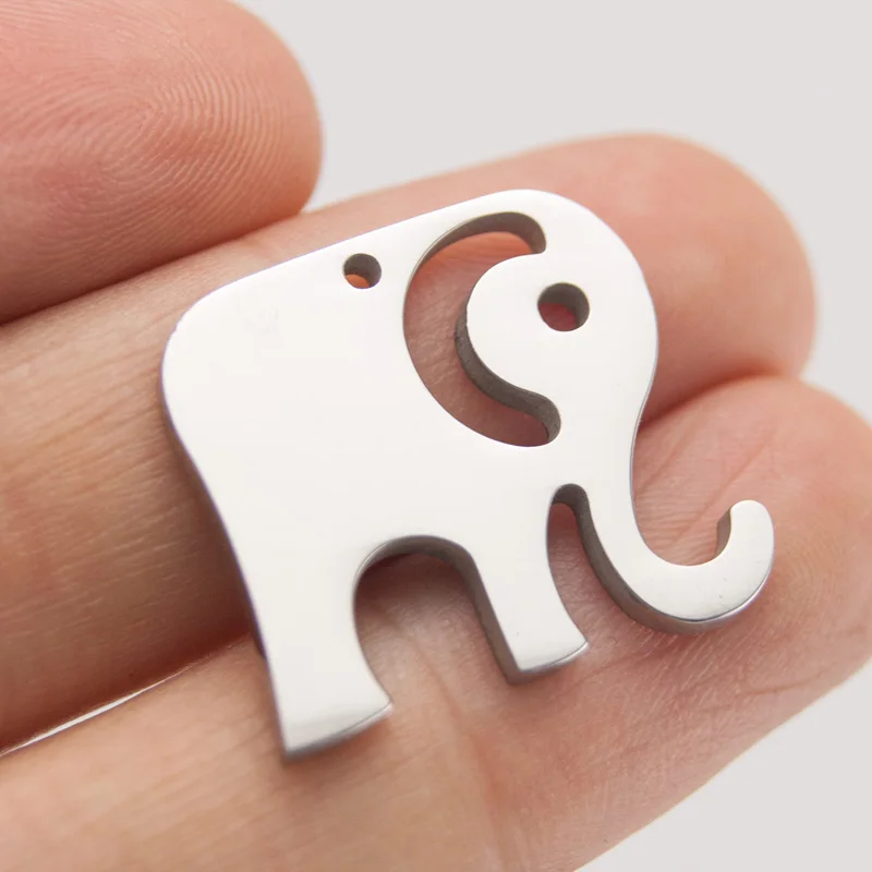 

50pcs DIY animal jewelry cute little elephant calf necklace Pendant charms high polish stainless steel wholesale price pendants