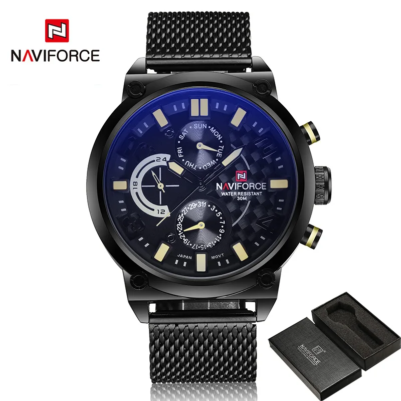 NAVIFORCE, люксовый бренд, Мужские Аналоговые кварцевые часы, 24 часа, дата, мужские водонепроницаемые часы, 3ATM, мужские спортивные наручные часы из нержавеющей стали