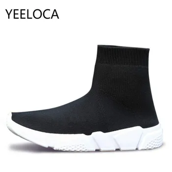 

YEELOCA Couple shoes Women Platform Socks Boots flat Shoes Slip Stretch Fabric Flats Low Heel Elastic Fashion Men Socks shoes