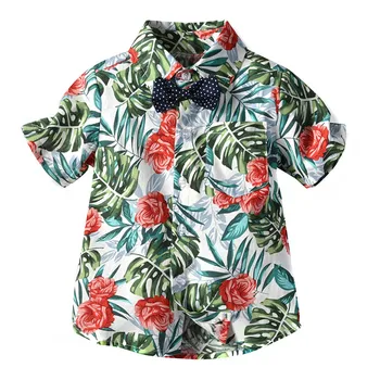 

Two-piece Flower Button Down Short-Sleeve Boys Shirts Hawaiian Bohemia Shirts YH-17