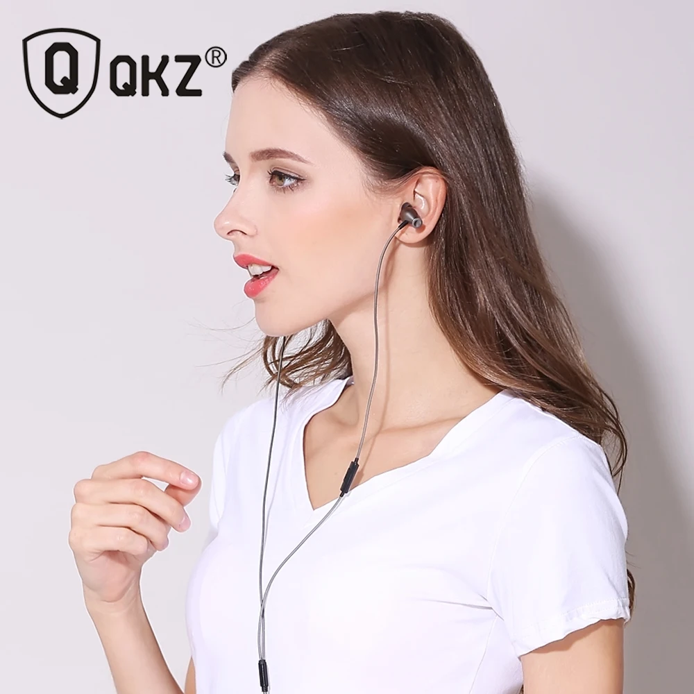 QKZ Fones de Ouvido Alta Qualidade наушники с микрофоном в ухо Металлические стерео для телефона