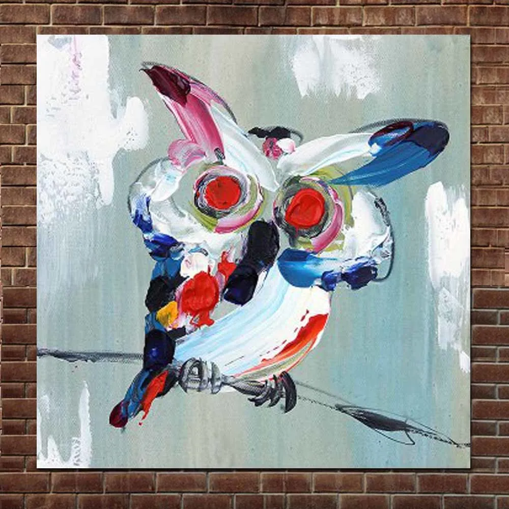 

Hand Painted Abstract Animals Cartoon lovely Owl Canvas Oil Paintings Abstract Owl Wall Picture Children's Room Home Wall Decor