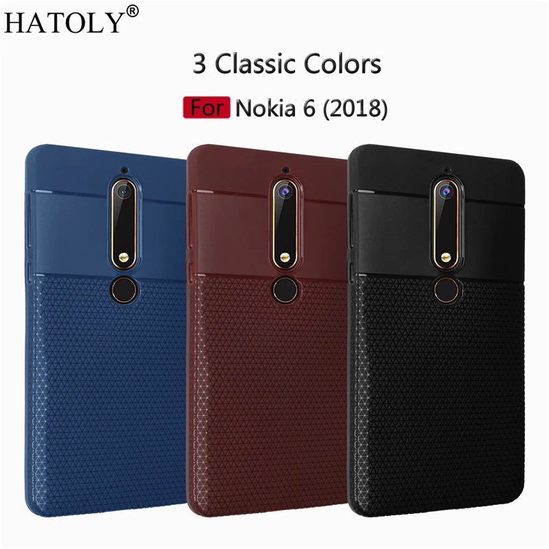 

HATOLY For Coque Nokia 6 2018 Case Nokia 6.1 Triangle Pattern Matte TPU Cover for Nokia 6.1 TA-1043 Cover Silicone Accessory