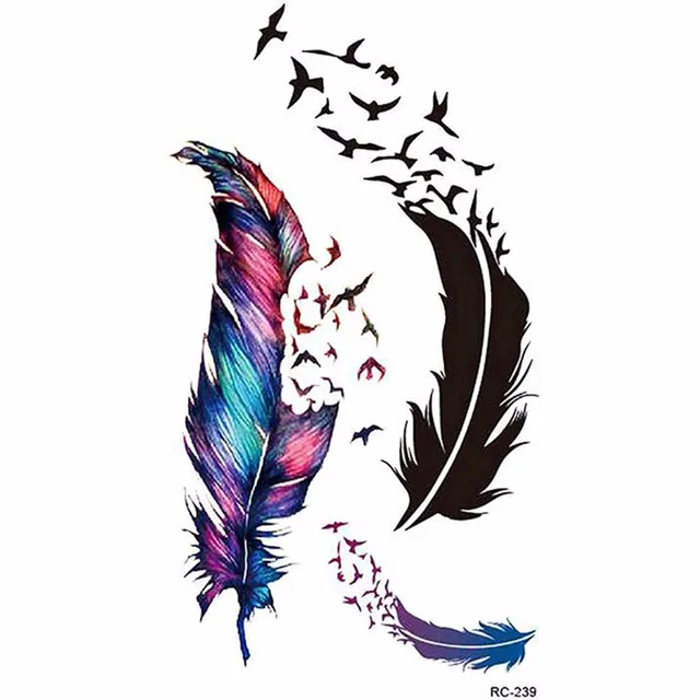 Hot Waterproof Small Fresh Goose Feather Color Temporary Tattoos Stickers Hot Waterproof Small Fresh Goose Feather Color Temporary Tattoos Stickers