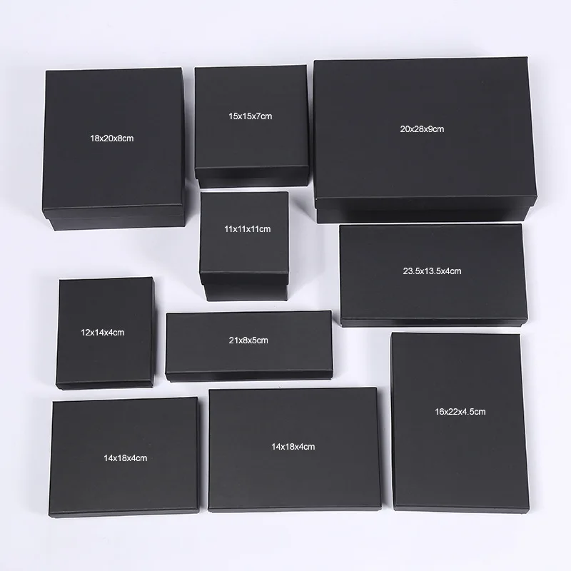 

[4Y4A] 100pcs Black Paper Gift Boxes [Accept custom logo] Underwear Socks Cosmetic Necklaces Jewelry & Ring & Necklaces Watches