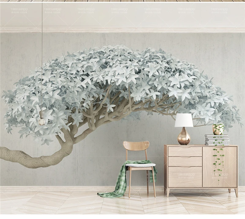 Custom Any Size Interior landscaping 3D Creative Tree Modern Minimalist Nordic 3d stereo TV Background Wall Silk Mural Wallpaper
