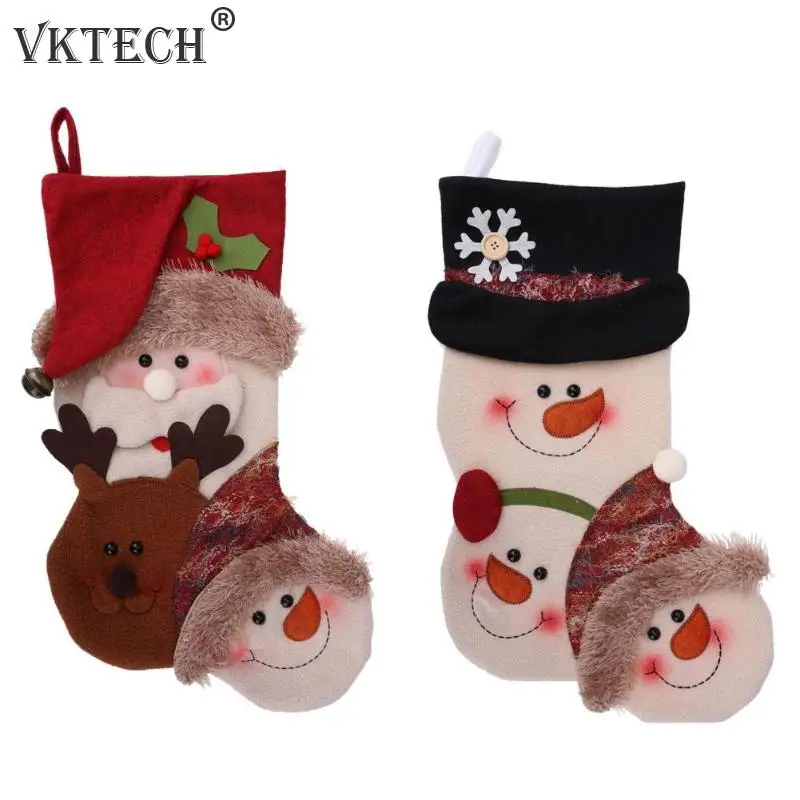 

Merry Christmas Stocking Candy Gift Bags Santa Claus Snowman Christmas Socks Hanging Christmas Decoration for Home