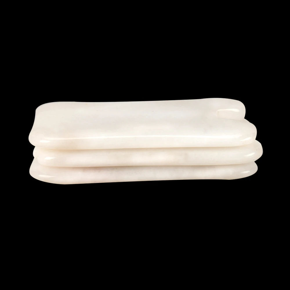 Natural White Jade Guasha Board Massager Tool Crystal Energy Stone Traditional Scraper Mat for Body Back Neck Health Massage