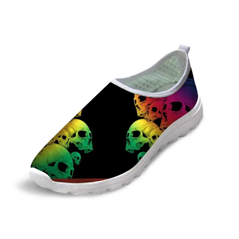 Noisydesigns Casual Autumn Summer Mesh Shoes Men's 3D skull Cool Punk Dark style Printed Beach Water Slip-on lofers | Обувь