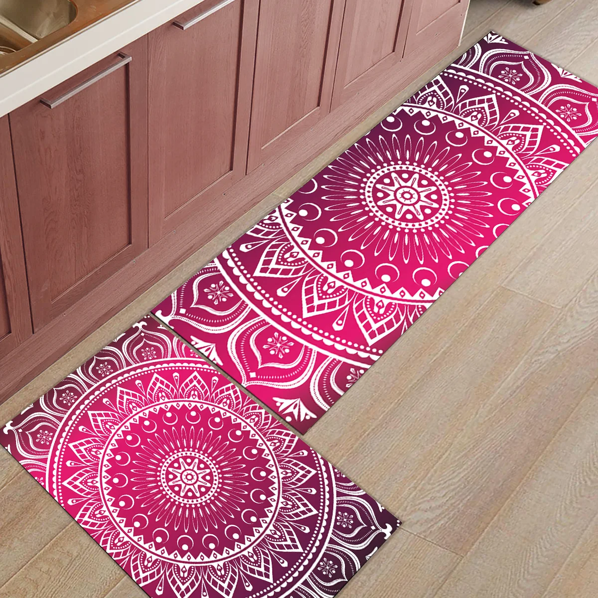 2 шт. кухонные подстилки И КОВРИКИ НАБОР современный градиент цвета Мандала домашний декор Нескользящая зона бегун входной коврик
