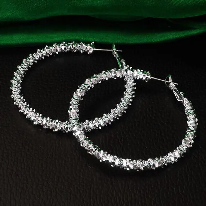 Buy Fashion Hoop Earring Silver Color Big Hoop