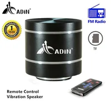 Remote Control Vibration Speaker Adin Mini Portable FM Radio Speaker Mp3 Stereo Small Bass HIFI Metal TF Speaker caixa de som