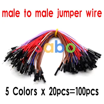 

New 100pcs = 5 Colors x 20pcs 1p to 1p 20cm female to male jumper wire Mixed color Dupont cable for Breadboard