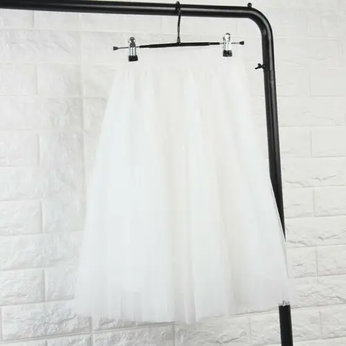 4 слоя Тюлевая юбка женская мода Высокая талия плиссированная летняя юбка женская юбка-пачка средней длины Нижняя юбка черный белый 7 видов стилей