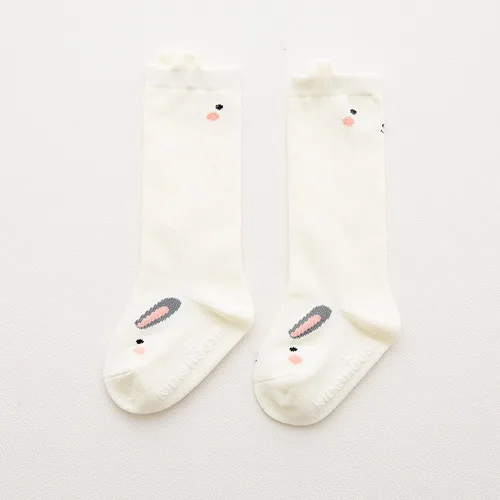 Для новорожденных и детей ясельного возраста гольфы детские носки для девочки, мальчика с противоскользящим покрытием и очаровательными изображениями котенка/лисьи гетры носки для новорожденных теплые длинные носки до колена - Цвет: MY07