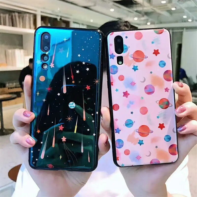 For huawei P20 lite P20pro nova 3 3e 2s 2plus cover Cute cartoon starry meteor phone case for honor 10 9 8 V9 V10 case chain str