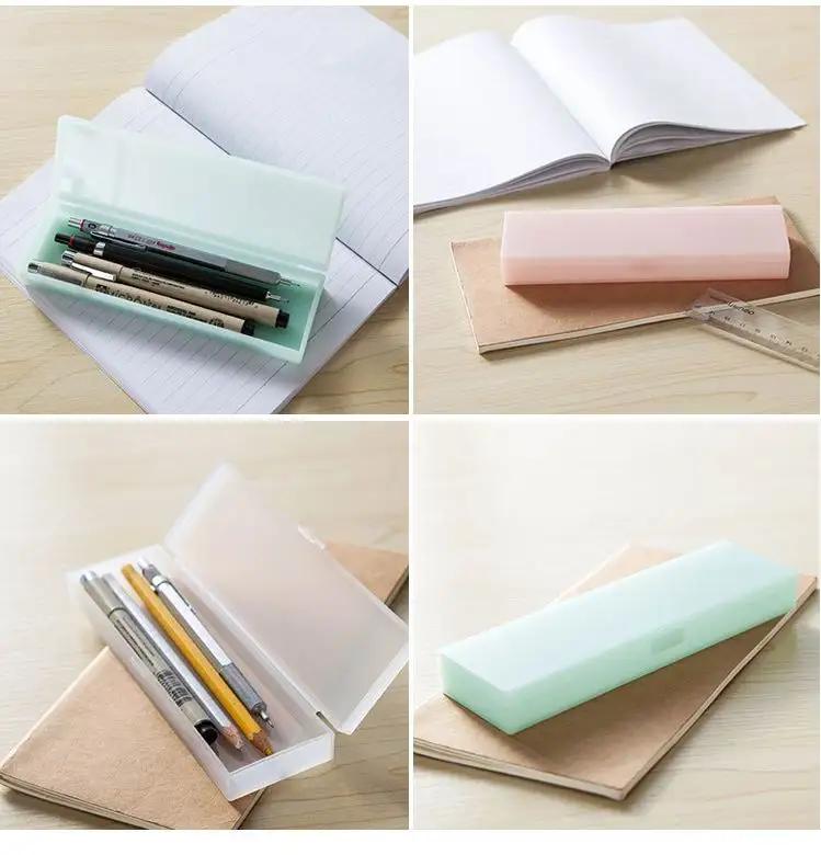 

Translucent matte texture of environmentally friendly plastic simple and lightweight new office gift pen box Pencil Case