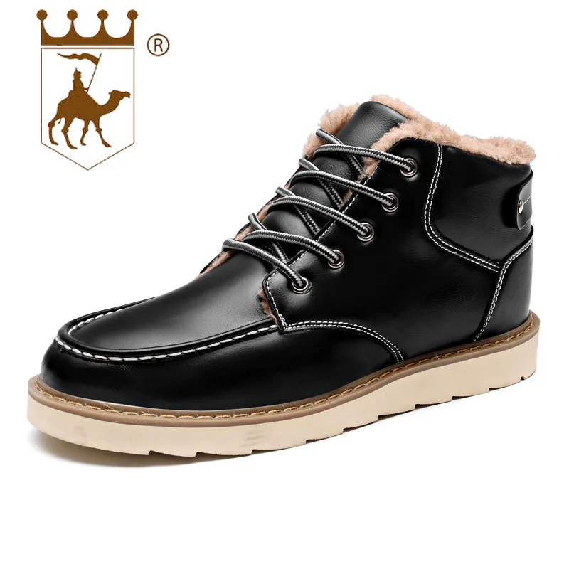 

BACKCAMEL 2018 Winter Shoes Men New Snow Boots Men's Retro Leather Boots Tooling Shoes Plus Cotton Waterproof Lace-up Men Shoes