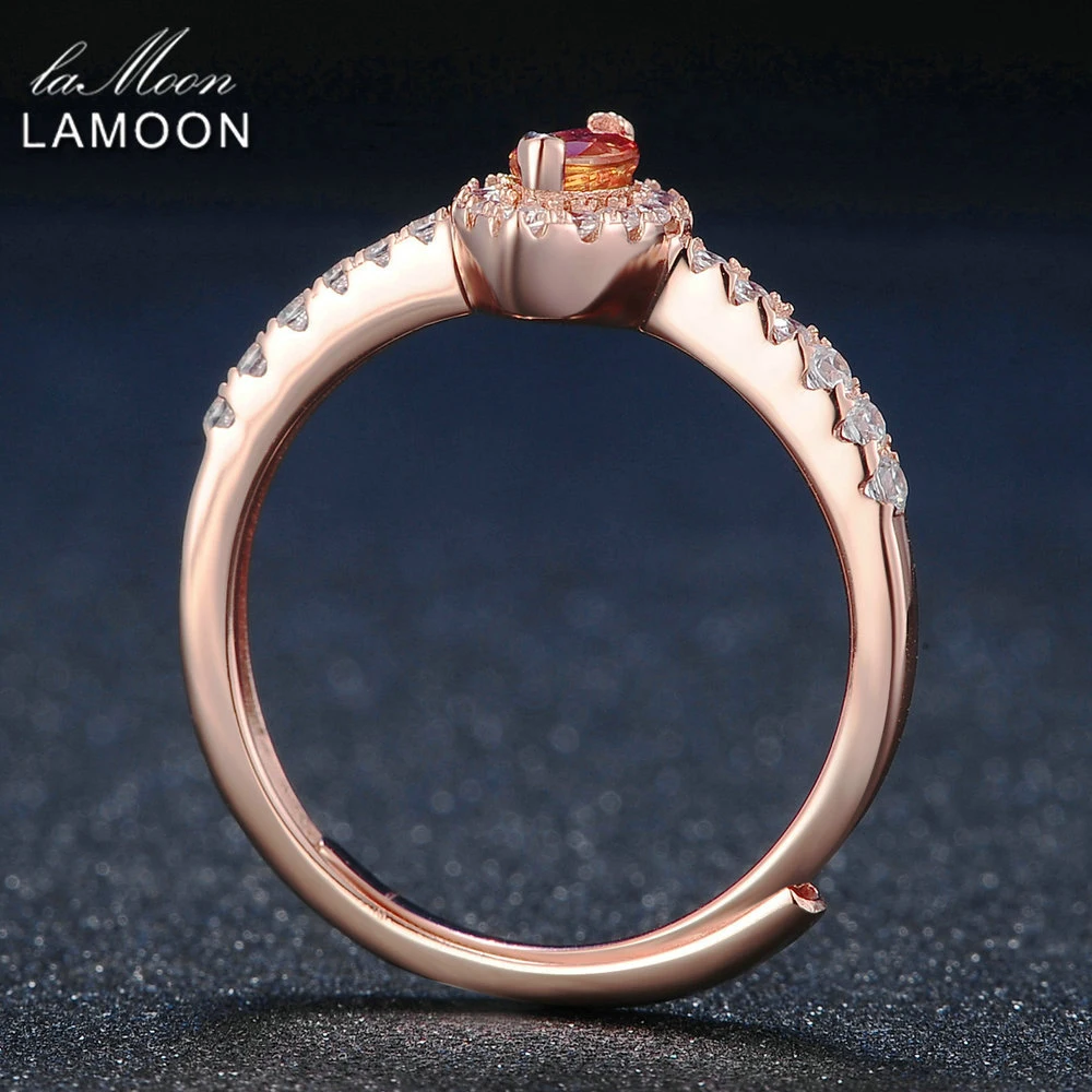 LAMOON Horse Eye Shape Natural Citrine 925 Sterling Silver Jewelry Wedding Ring with S925 For Women LMRI004