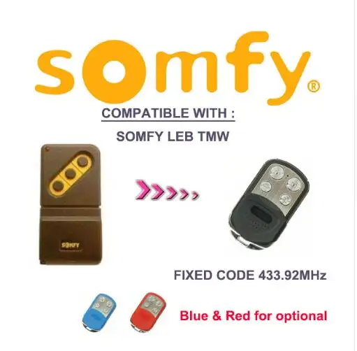 

SOMFY LEB TMW4 433Mhz fixed code replacement remote control NOT ROLLING CODE beautiful