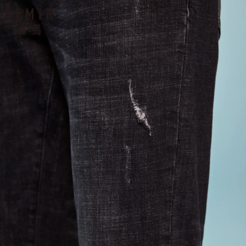 Great Value SEMIR Men Retro Slim Fit Cotton Jeans with Destruction Men's Classic Jeans Washed Denim with Zip Fly with Button Streetwear