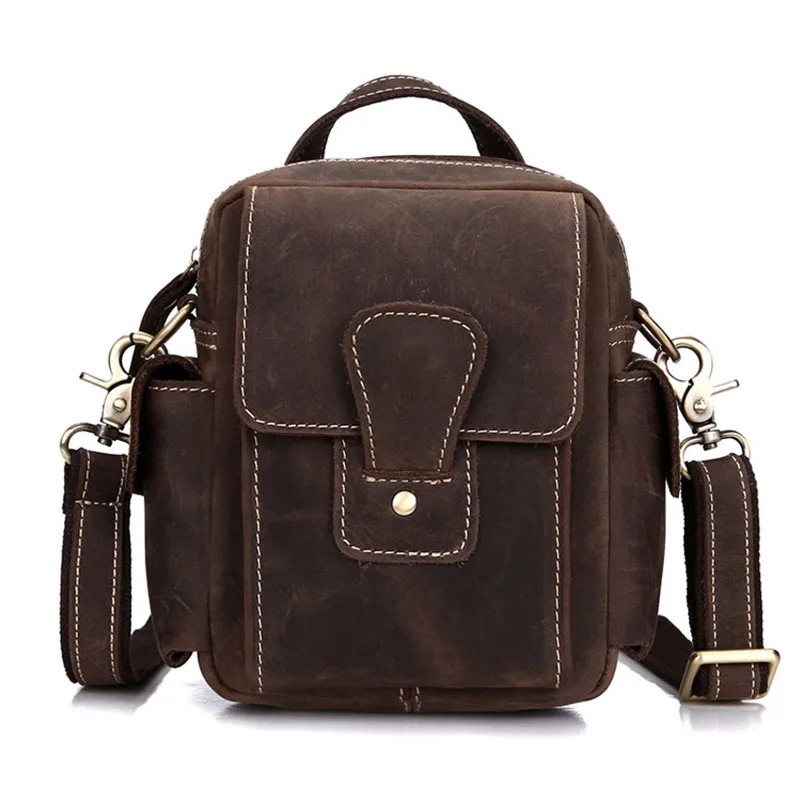 

New Men Vintage Crazy horse Leather handBag business messenger bag shoulder handBags bag