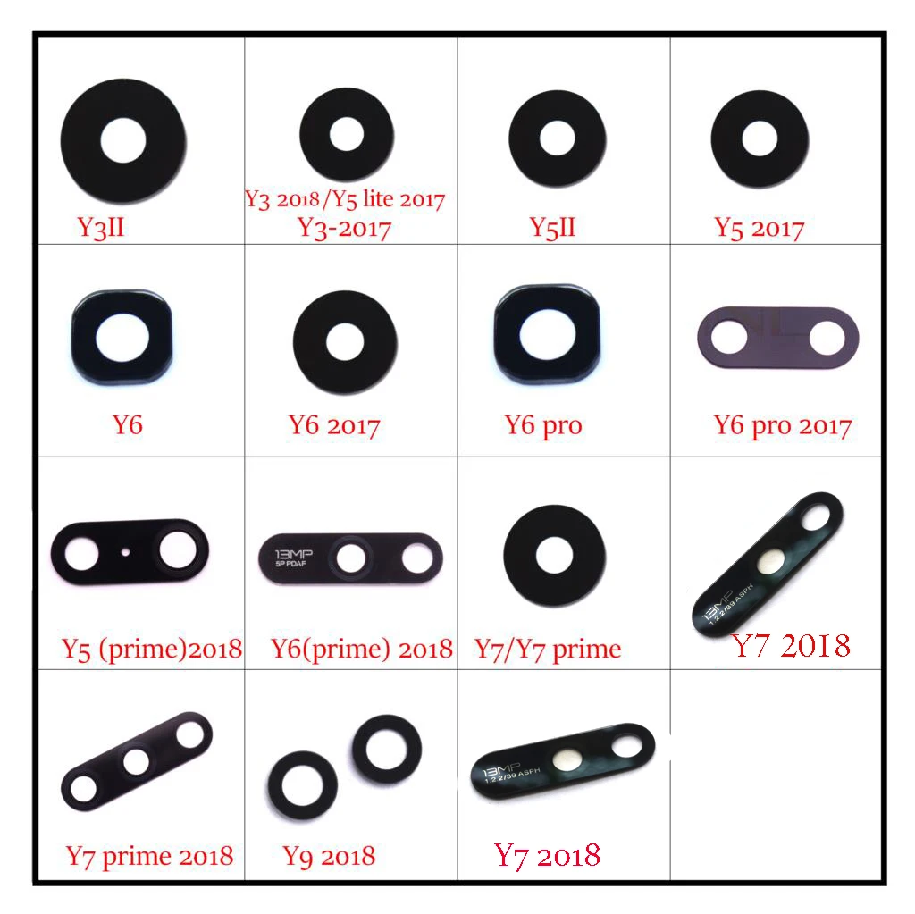 

2pcs original rear back camera glass lens for Huawei Y series Y3 Y5 Y6 Y7 II pro prime 2016 2017 2018