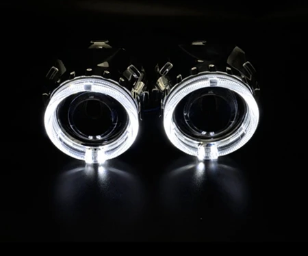 white angel eyes 2,5 дюймовые линзы проектора bi xenon с DRL светодиодный кожух ангельские глазки автомобильный комплект для сборки H1 H4 H7 xenon модель автомобиля - Цвет: white angel eyes