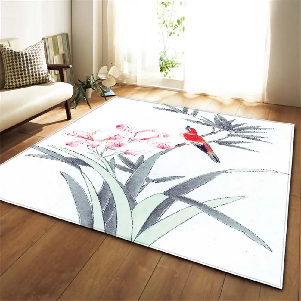 

Chinese Ink Painting Large Living Room/Bedroom Rug Carpets Antiskid Soft Flannel Mat Modern Home Textile Room Floormat Area Rug